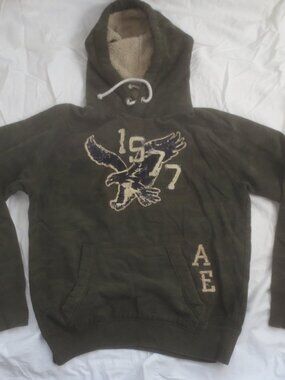 Vintage American Eagle Pullover Camo Fleece Hoodie - Size Medium